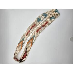 Native American Beaded Thunderbird Headband Leather 25"-27"